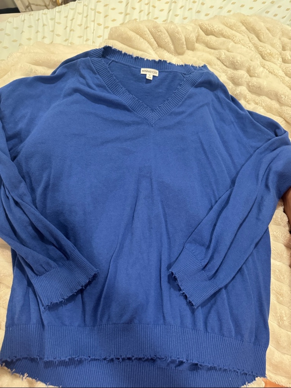 Minnie Rose Cobalt Blue V-Neck Sweater